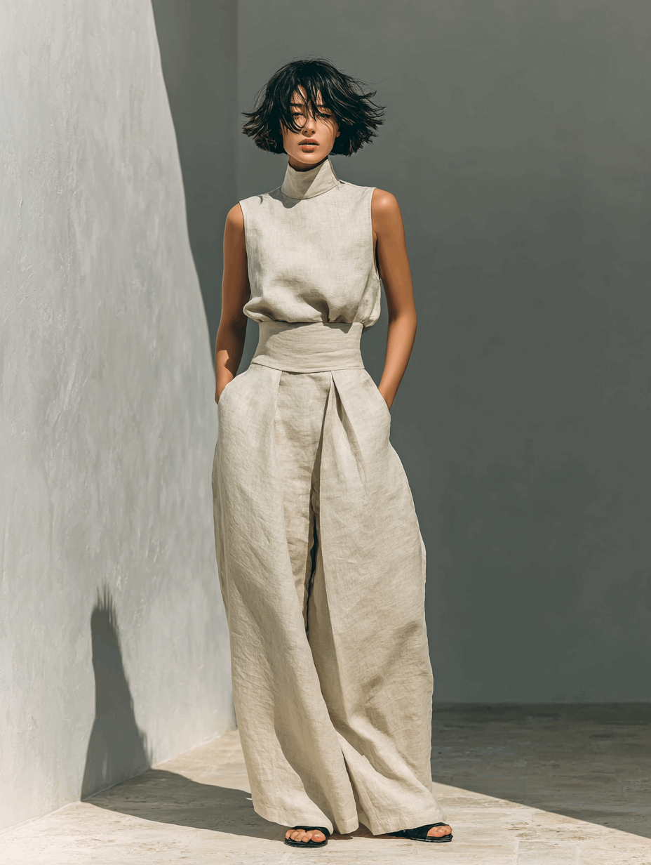 Oliardi Anna Cotton-Linen Wide-Leg Co-Ord