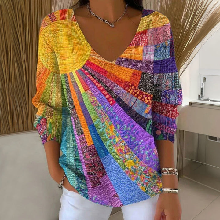 Oliardi Maelys Chemise Vintage Col V Multicolore