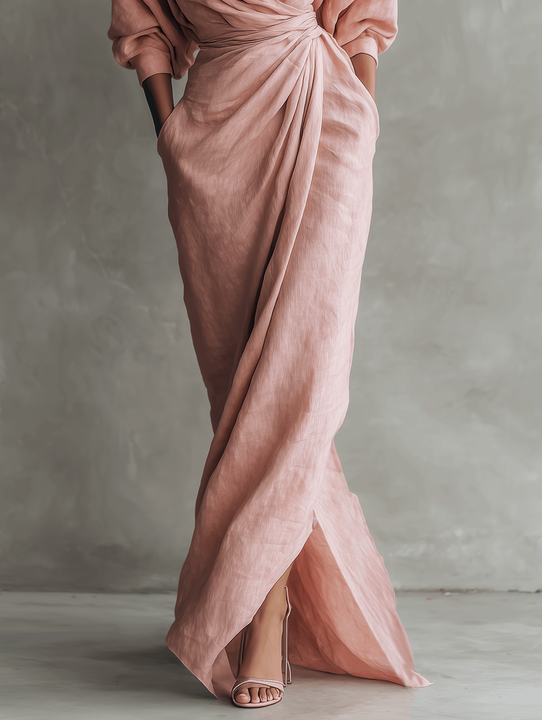 Oliardi Karen V-Neck Minimalist Maxi Dress