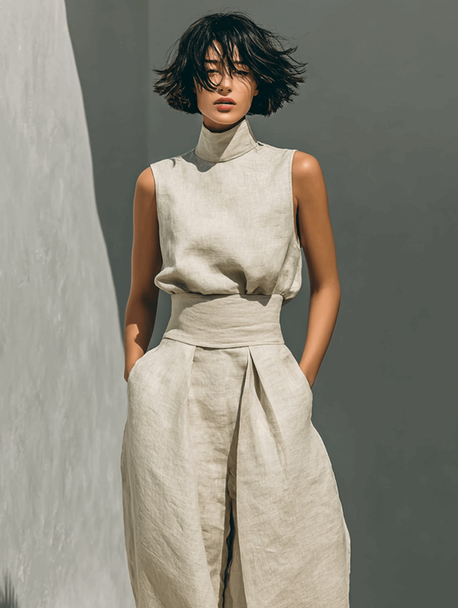 Oliardi Anna Cotton-Linen Wide-Leg Co-Ord