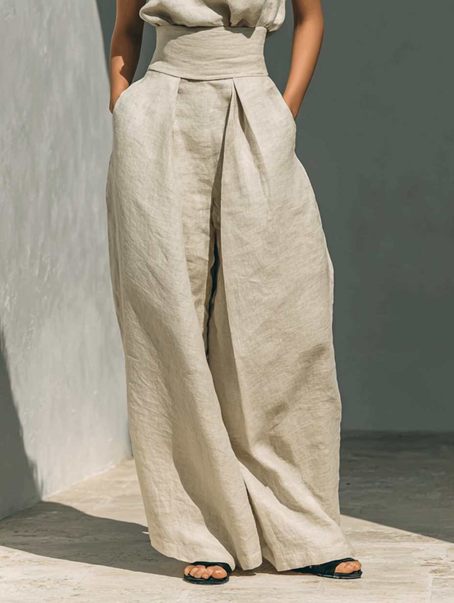 Oliardi Anna Cotton-Linen Wide-Leg Co-Ord