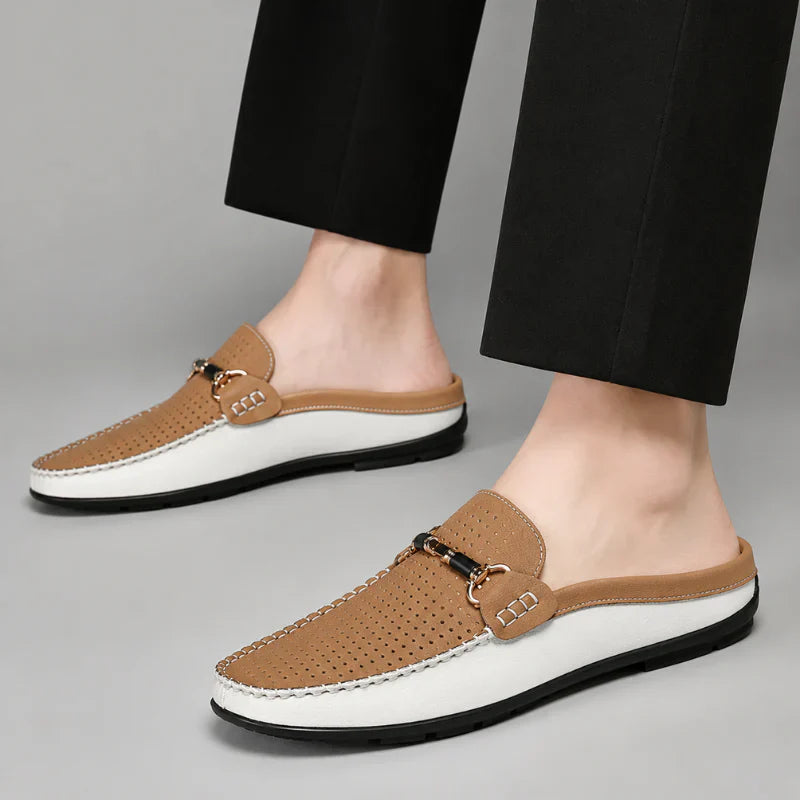 Lazaro Perforated Leather Mule Loafers