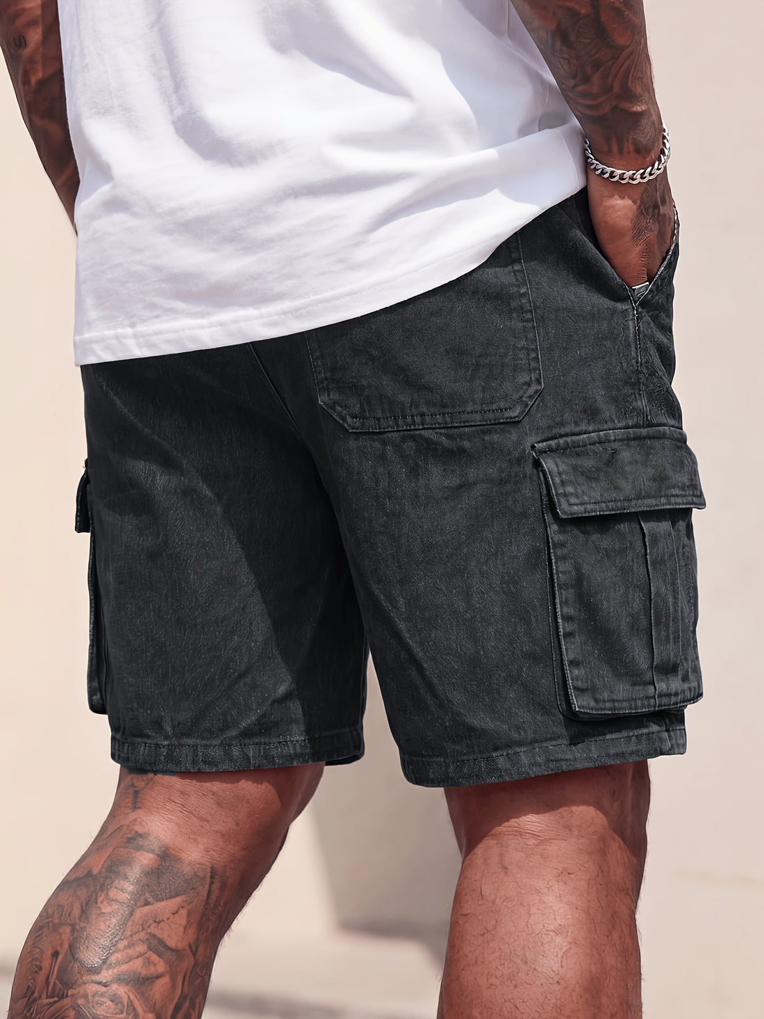 Rovello Short Cargo en Denim Délavé