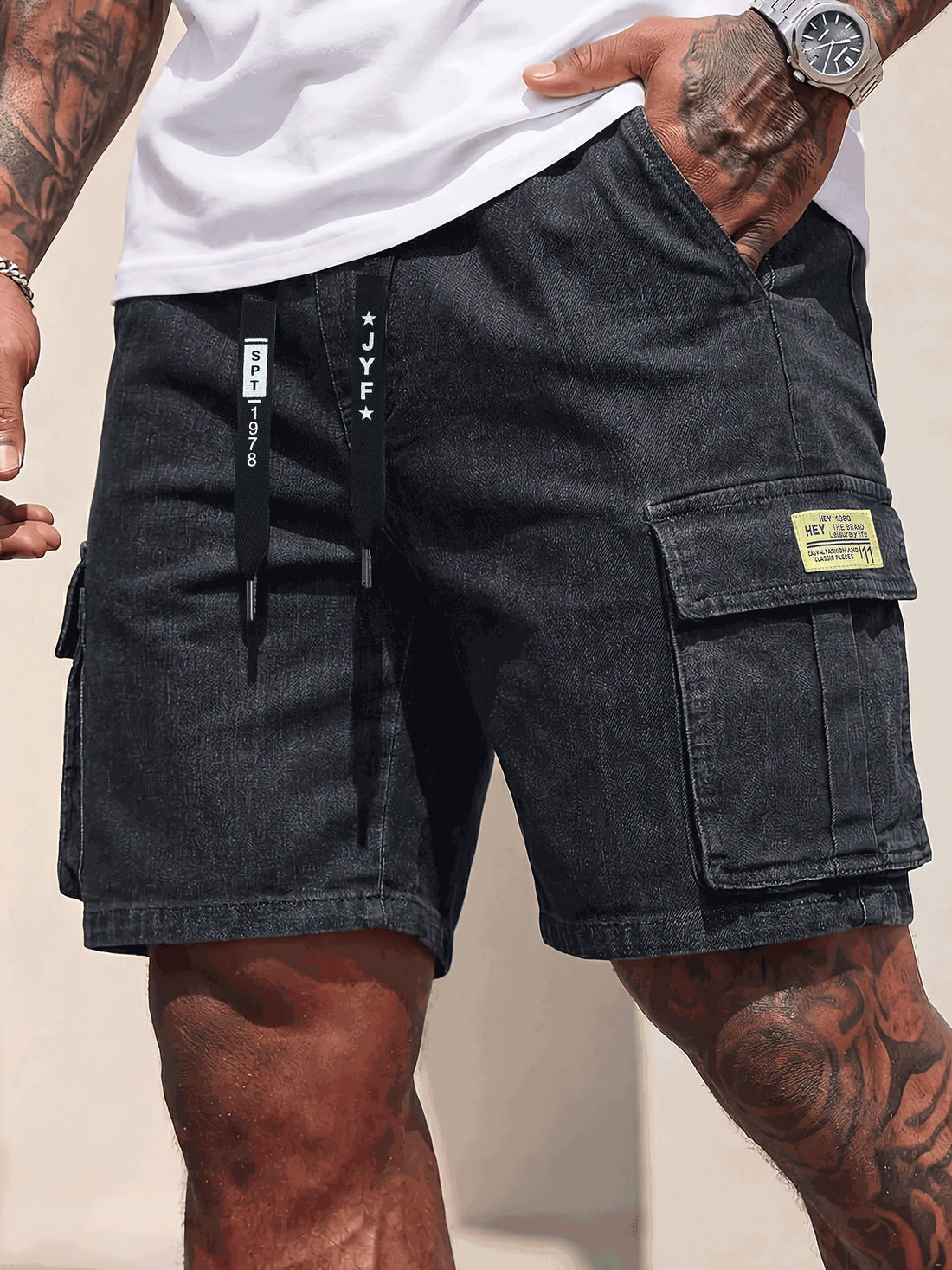Rovello Short Cargo en Denim Délavé