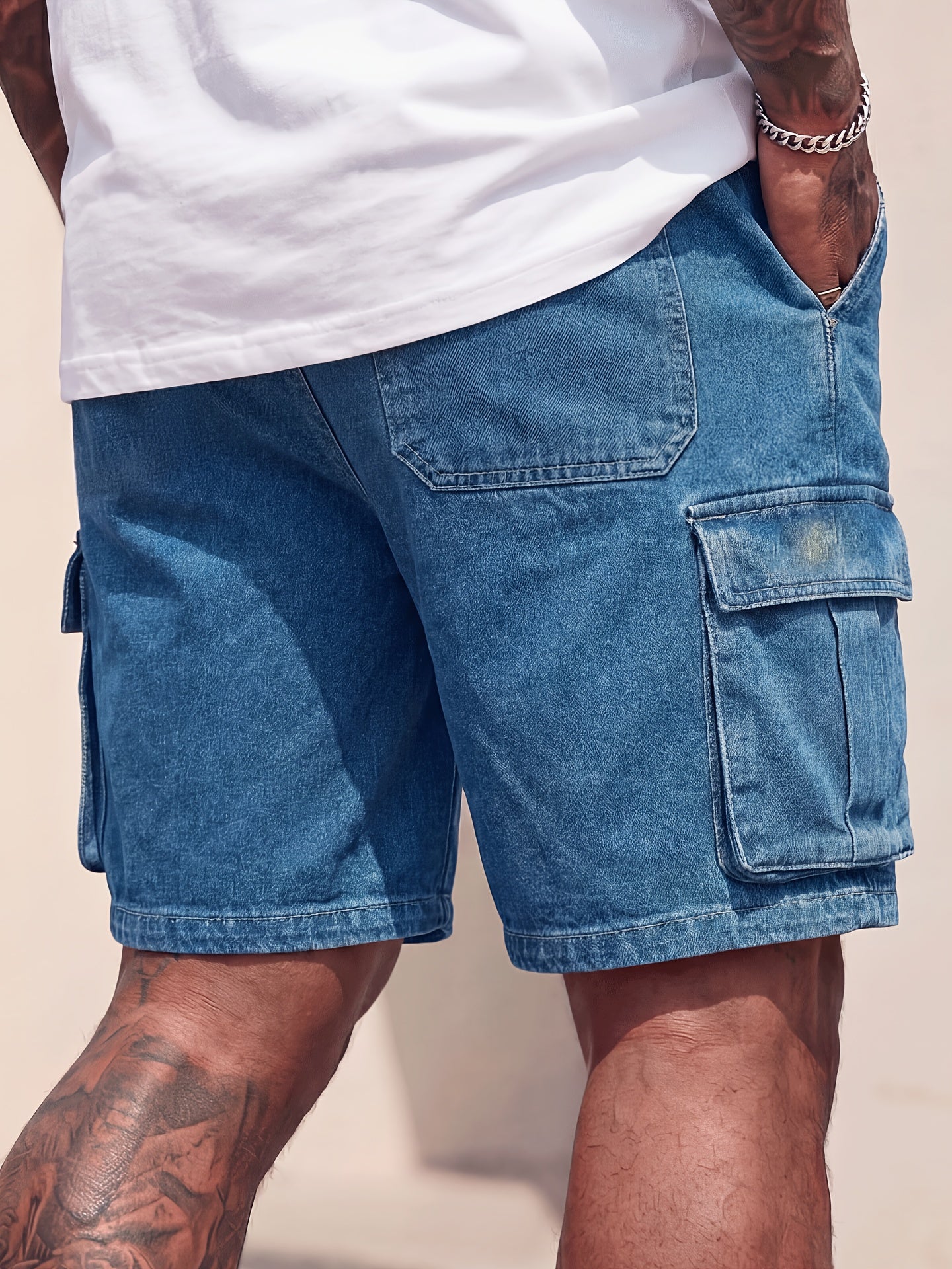 Rovello Short Cargo en Denim Délavé