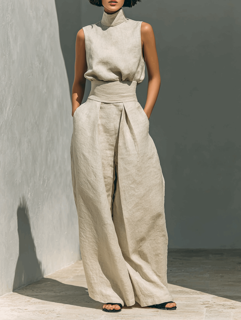 Oliardi Anna Cotton-Linen Wide-Leg Co-Ord