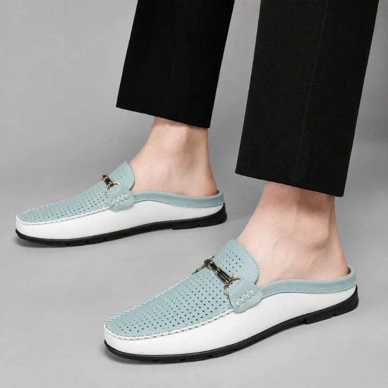 Lazaro Perforated Leather Mule Loafers
