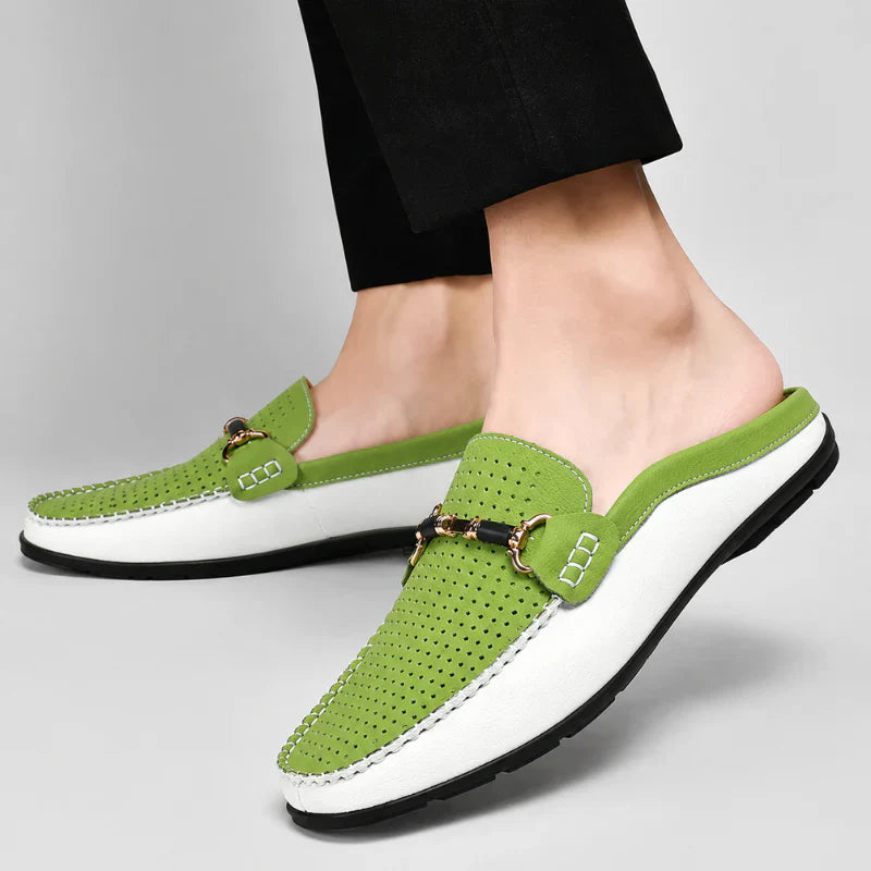 Lazaro Perforated Leather Mule Loafers