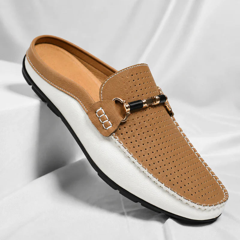 Lazaro Perforated Leather Mule Loafers