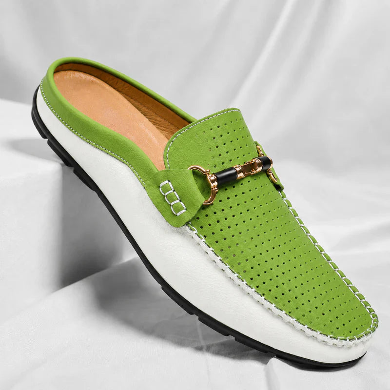 Lazaro Perforated Leather Mule Loafers