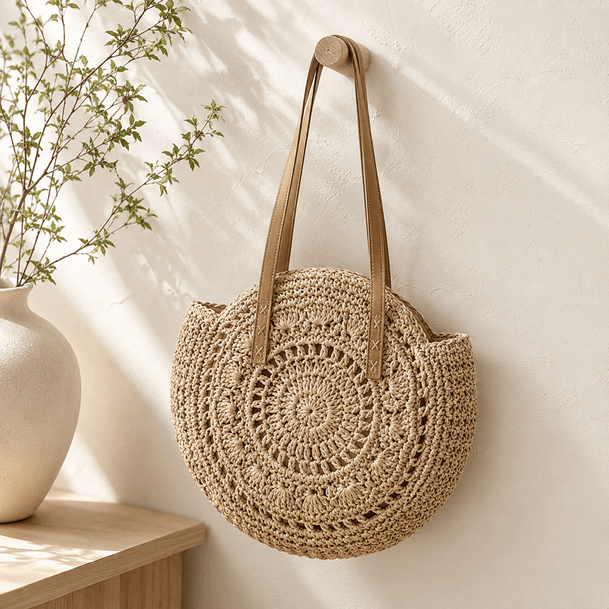 Sorella Sac Cabas Rond Tressé en Paille