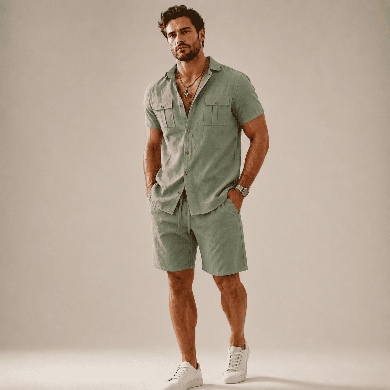 Marcello Ensemble Coordonné d'Été en Lin 