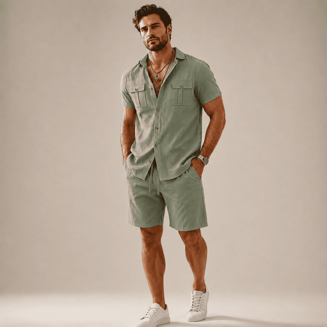 Marcello Ensemble Coordonné d'Été en Lin 