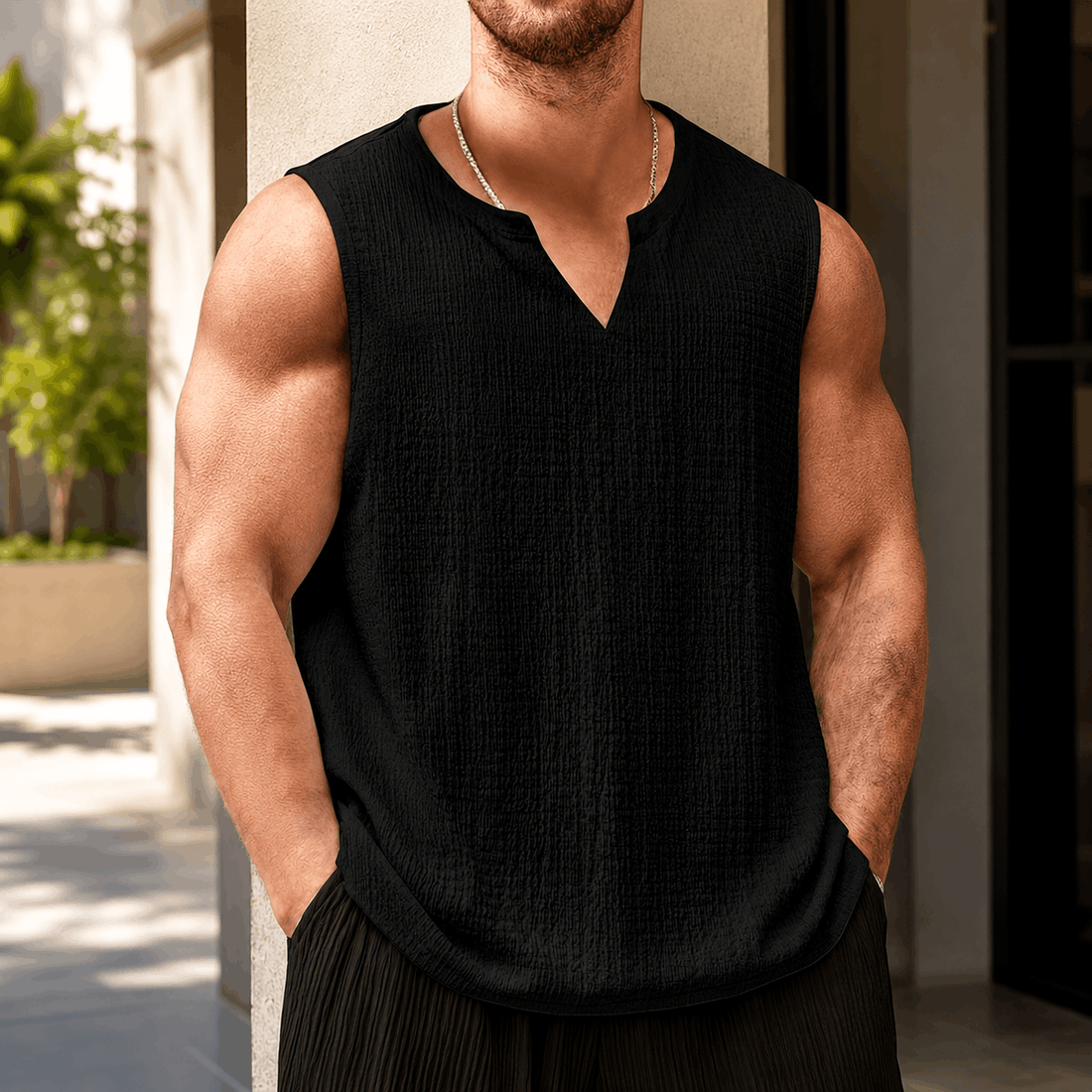 Valenzo Textured Sleeveless Top