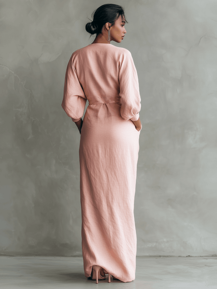 Oliardi Karen V-Neck Minimalist Maxi Dress