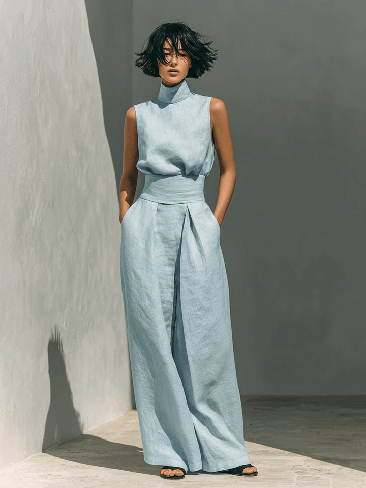 Oliardi Anna Cotton-Linen Wide-Leg Co-Ord