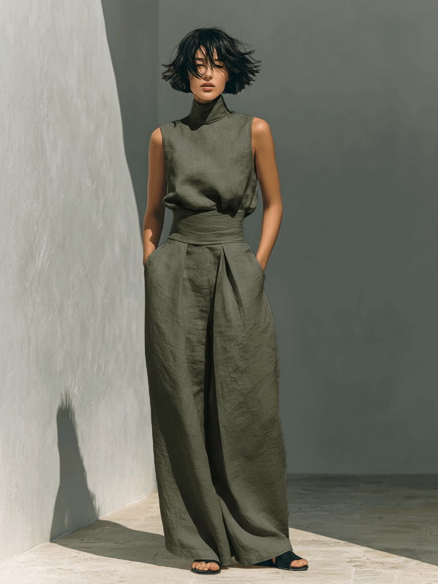 Oliardi Anna Cotton-Linen Wide-Leg Co-Ord