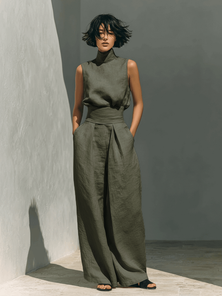 Oliardi Anna Cotton-Linen Wide-Leg Co-Ord