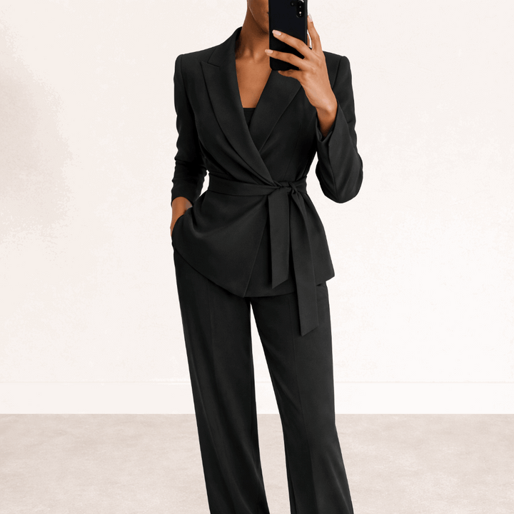 Oliardi Celeste Belted Blazer Wide-Leg Set