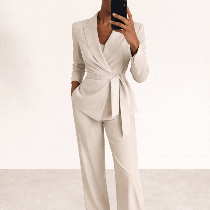 Oliardi Celeste Belted Blazer Wide-Leg Set