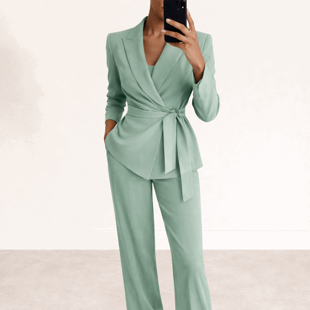 Oliardi Celeste Belted Blazer Wide-Leg Set