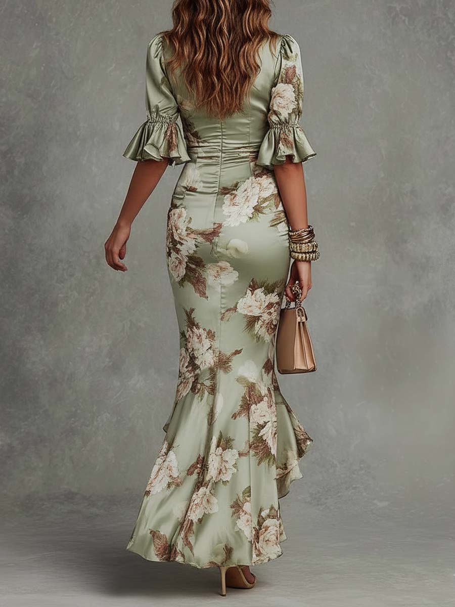 Robe asymétrique fleurie Elowen