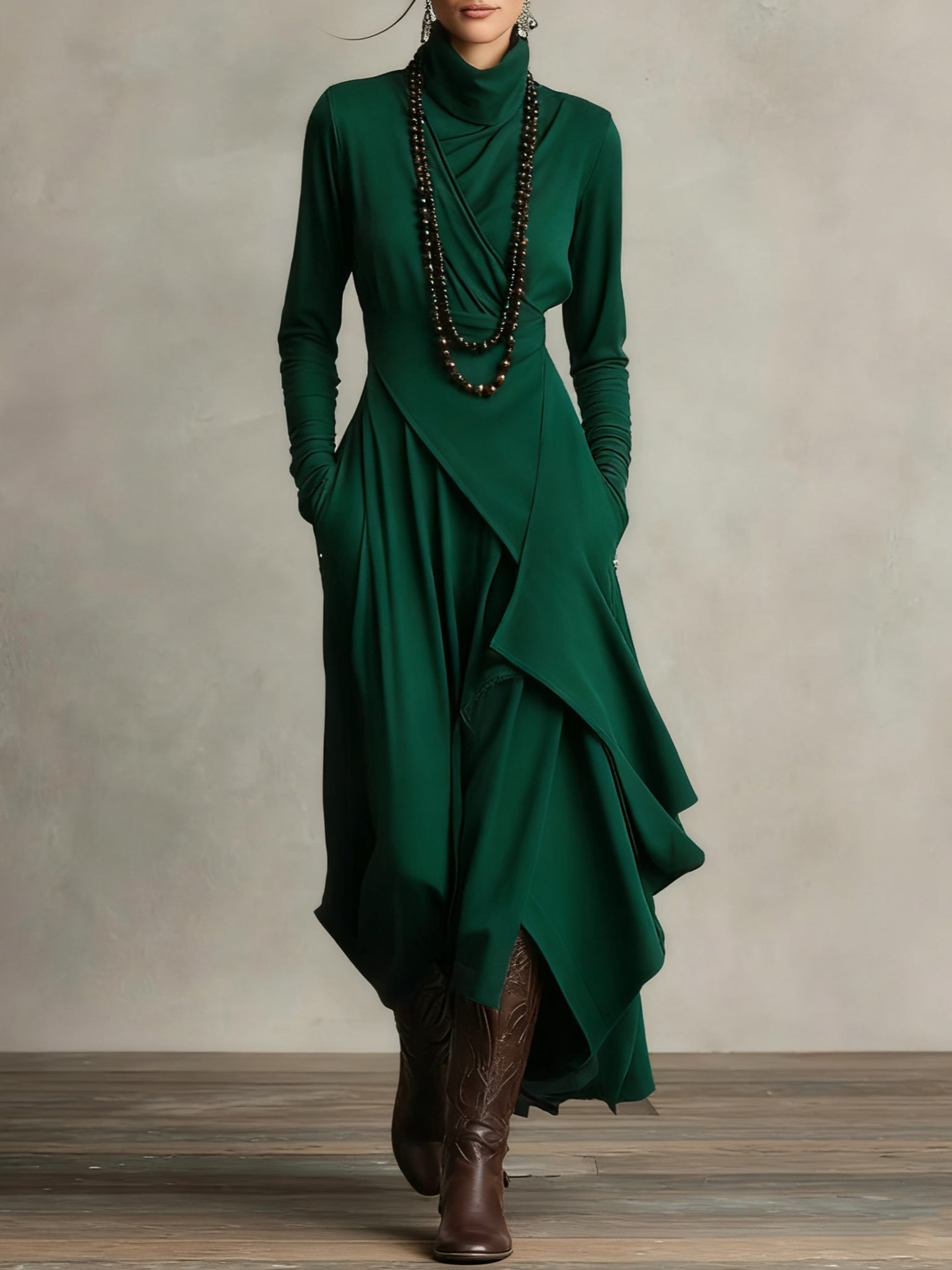 Robe longue Oliardi Luna drapée et ajustée