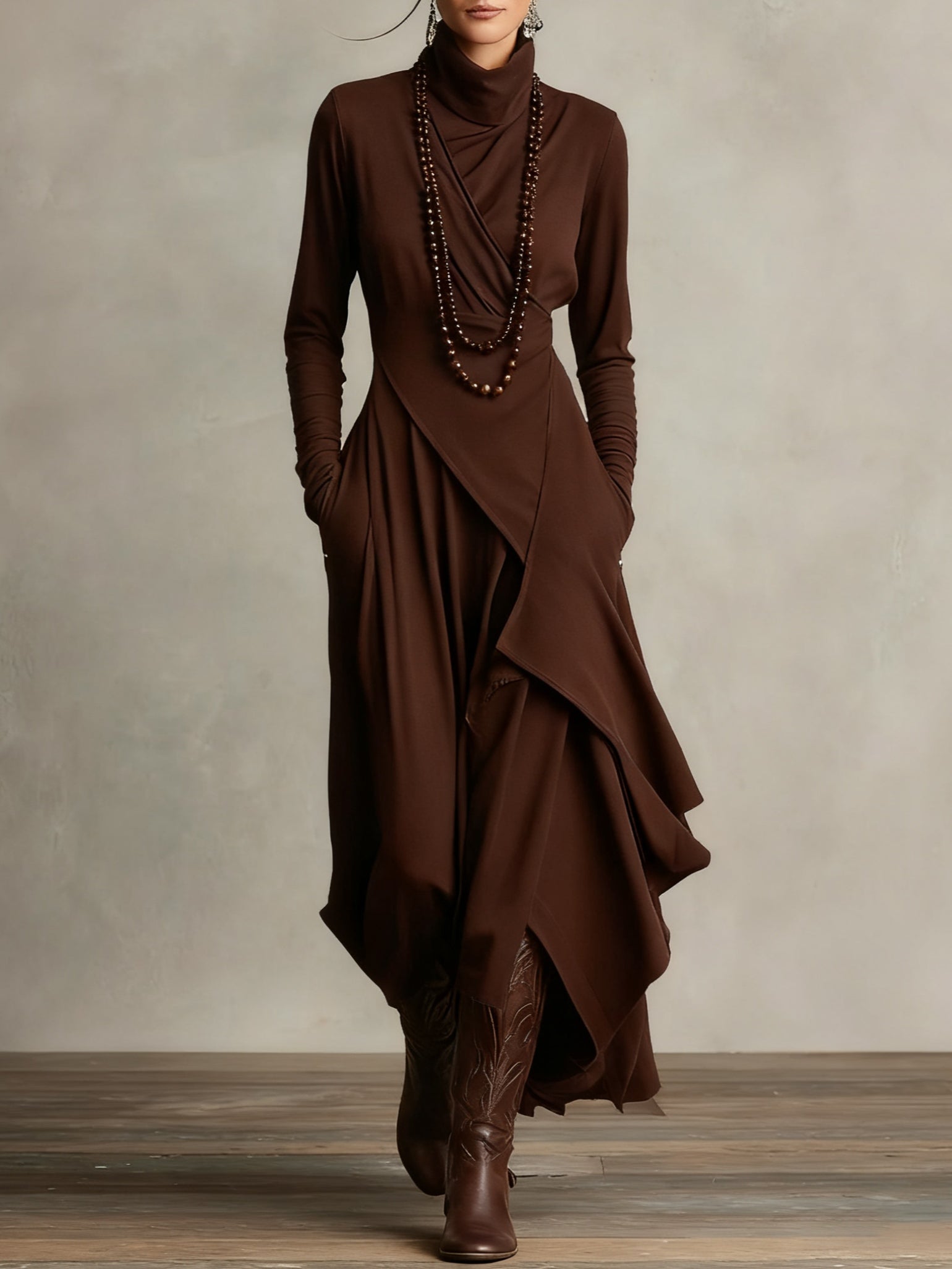 Robe longue Oliardi Luna drapée et ajustée