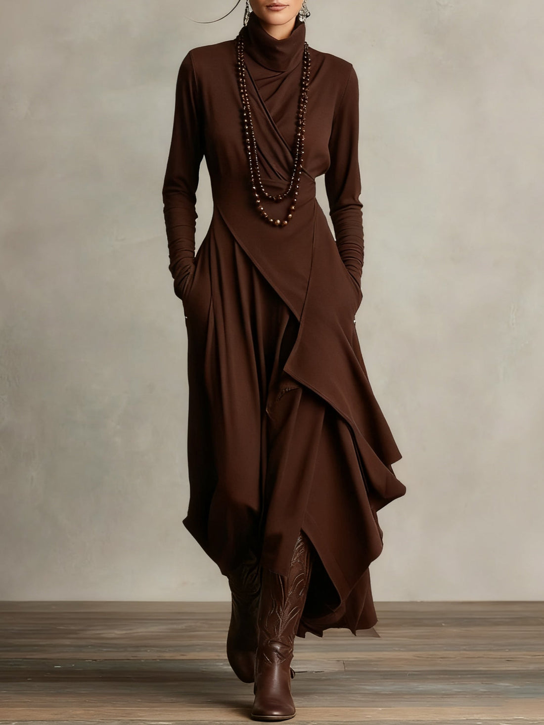 Robe longue Oliardi Luna drapée et ajustée