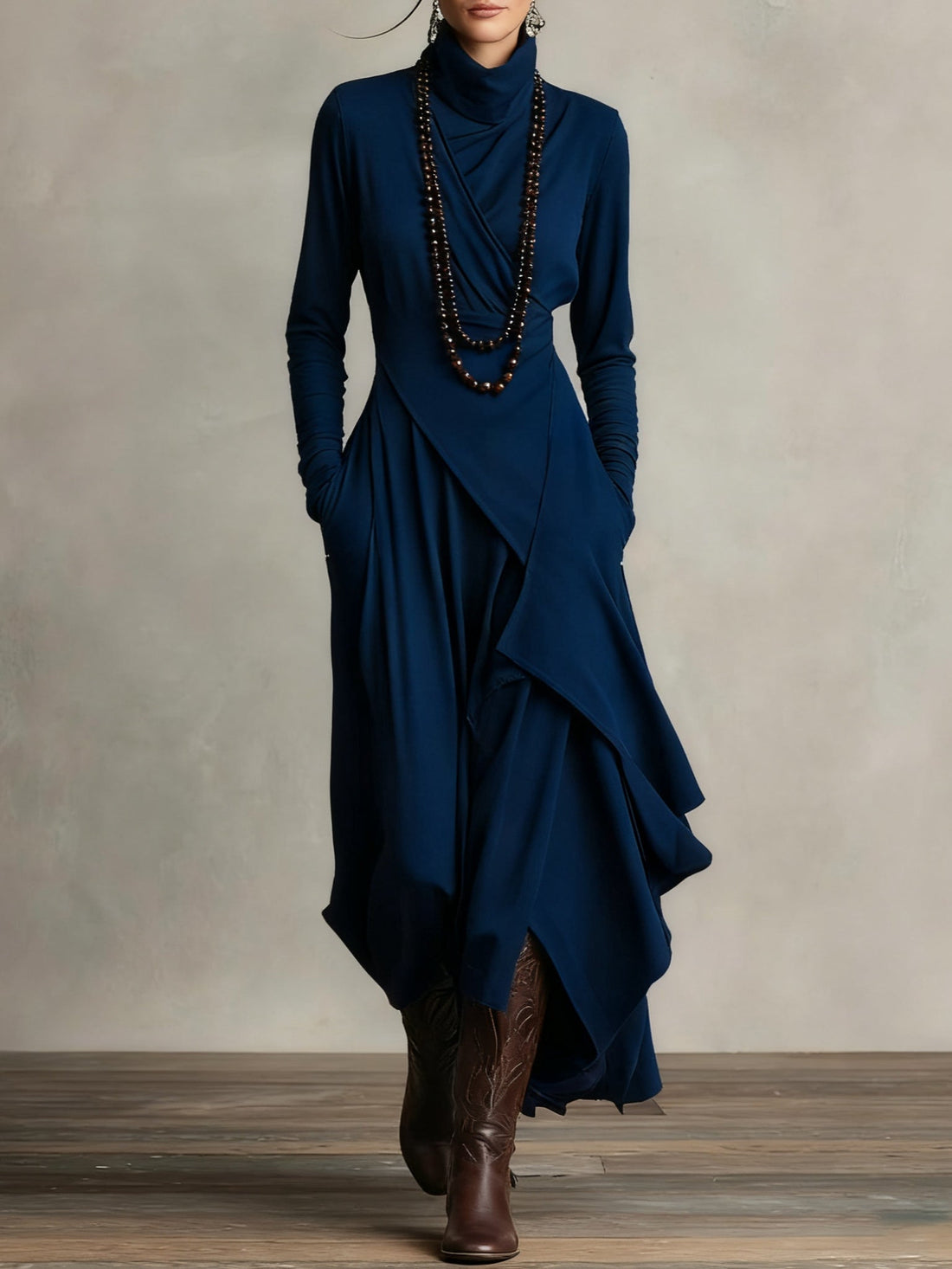 Robe longue Oliardi Luna drapée et ajustée