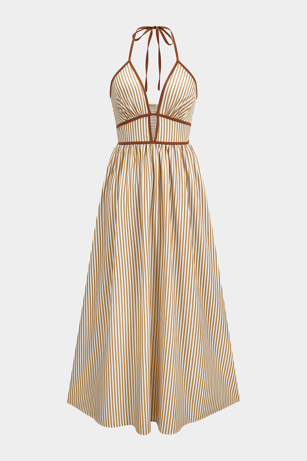 Lunara Striped Halter Maxi Dress