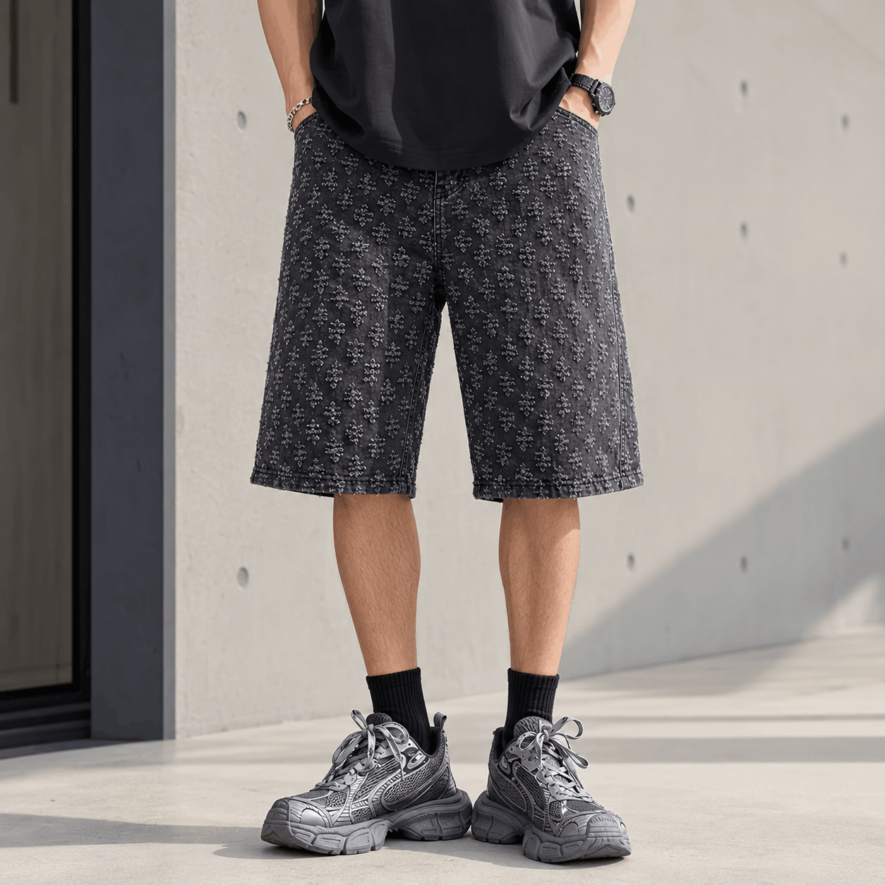 Valdoro Floral Denim Bermuda Shorts