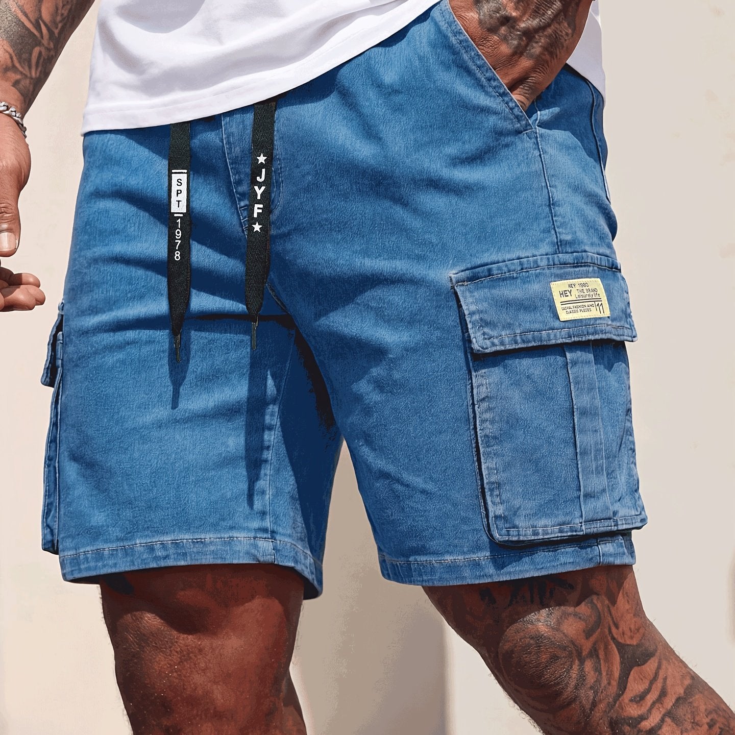 Rovello Short Cargo en Denim Délavé
