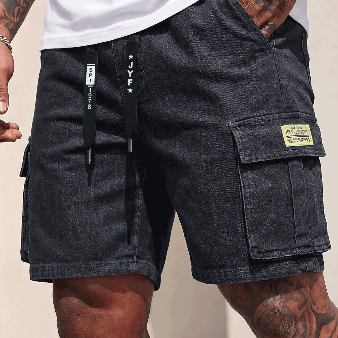 Rovello Short Cargo en Denim Délavé