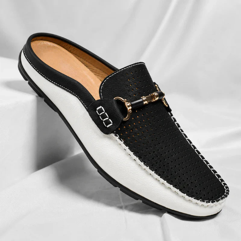Lazaro Perforated Leather Mule Loafers