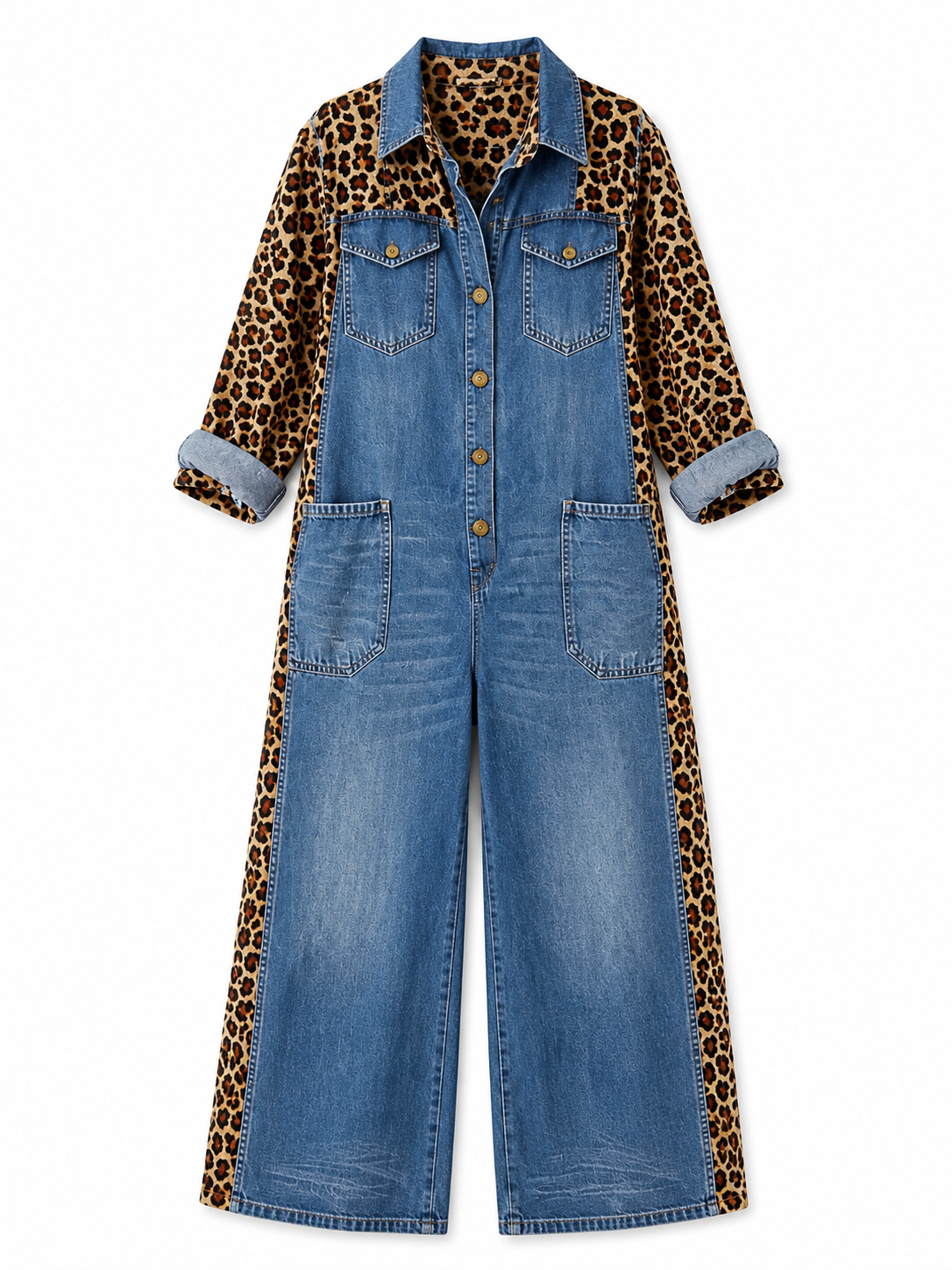 Amara Leopard Denim Jumpsuit