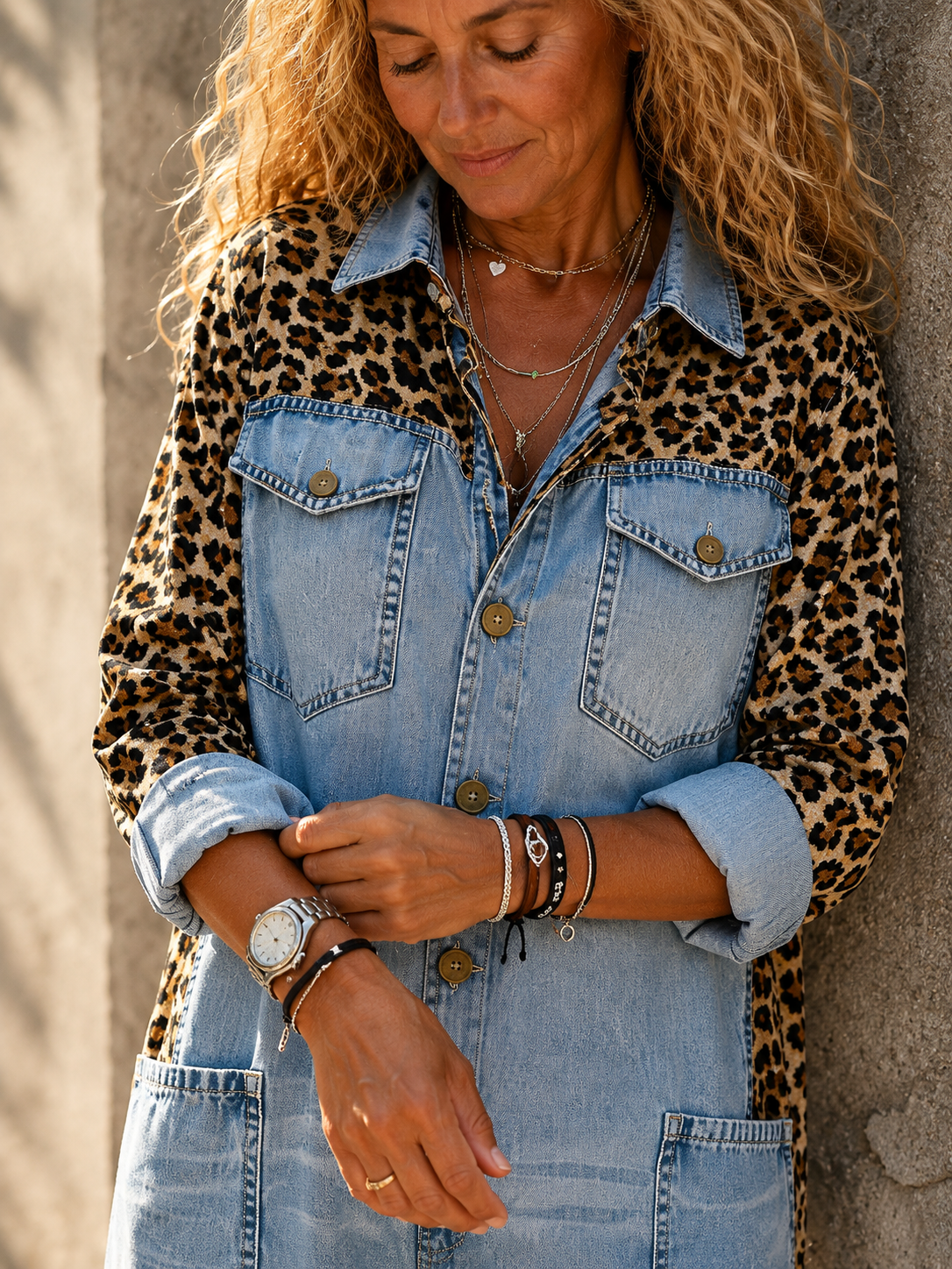 Amara Leopard Denim Jumpsuit