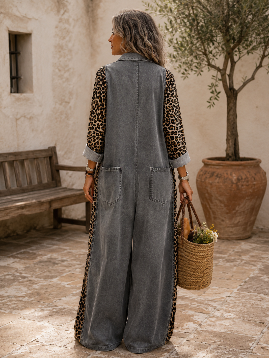 Amara Leopard Denim Jumpsuit