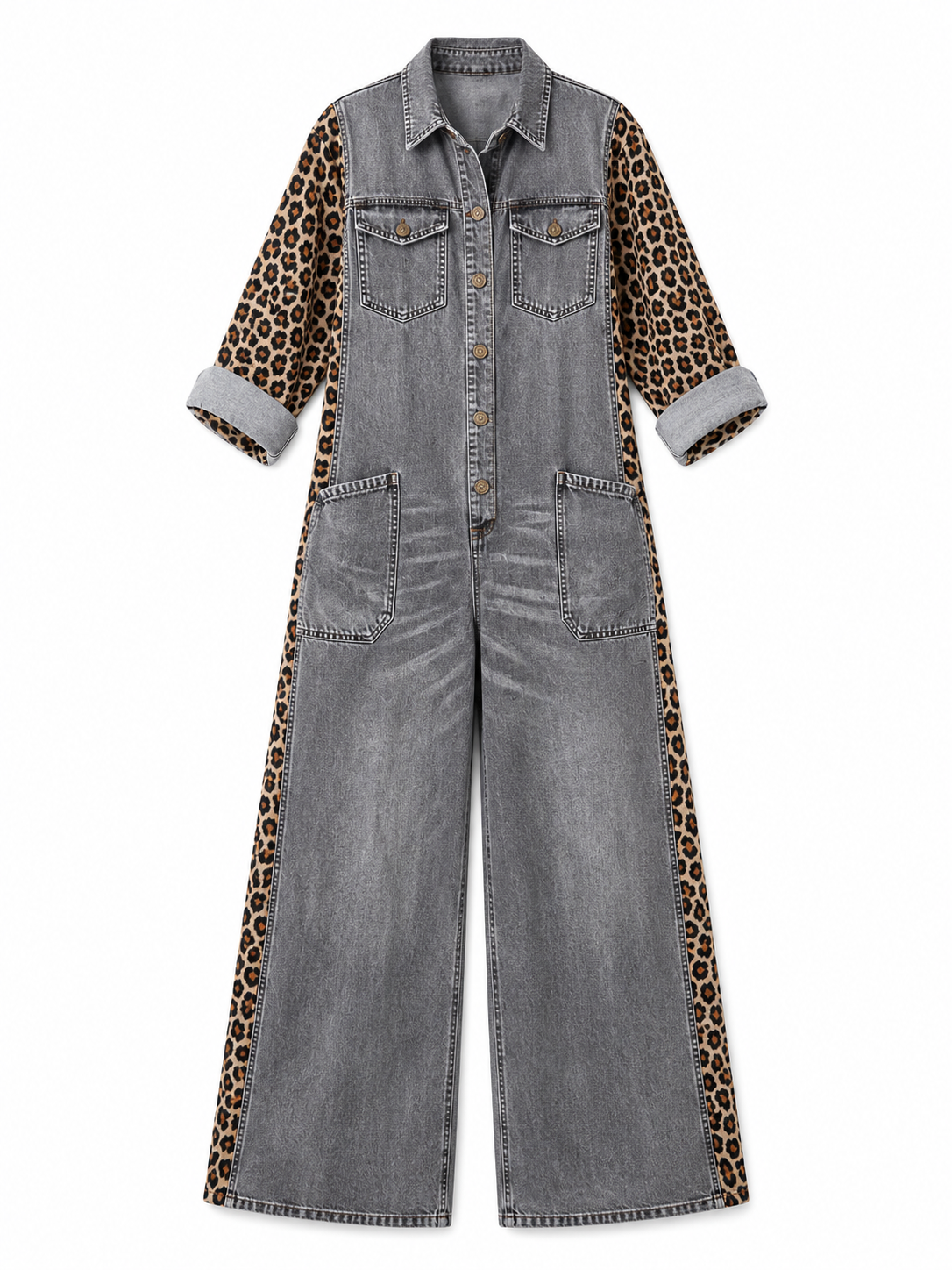 Amara Leopard Denim Jumpsuit