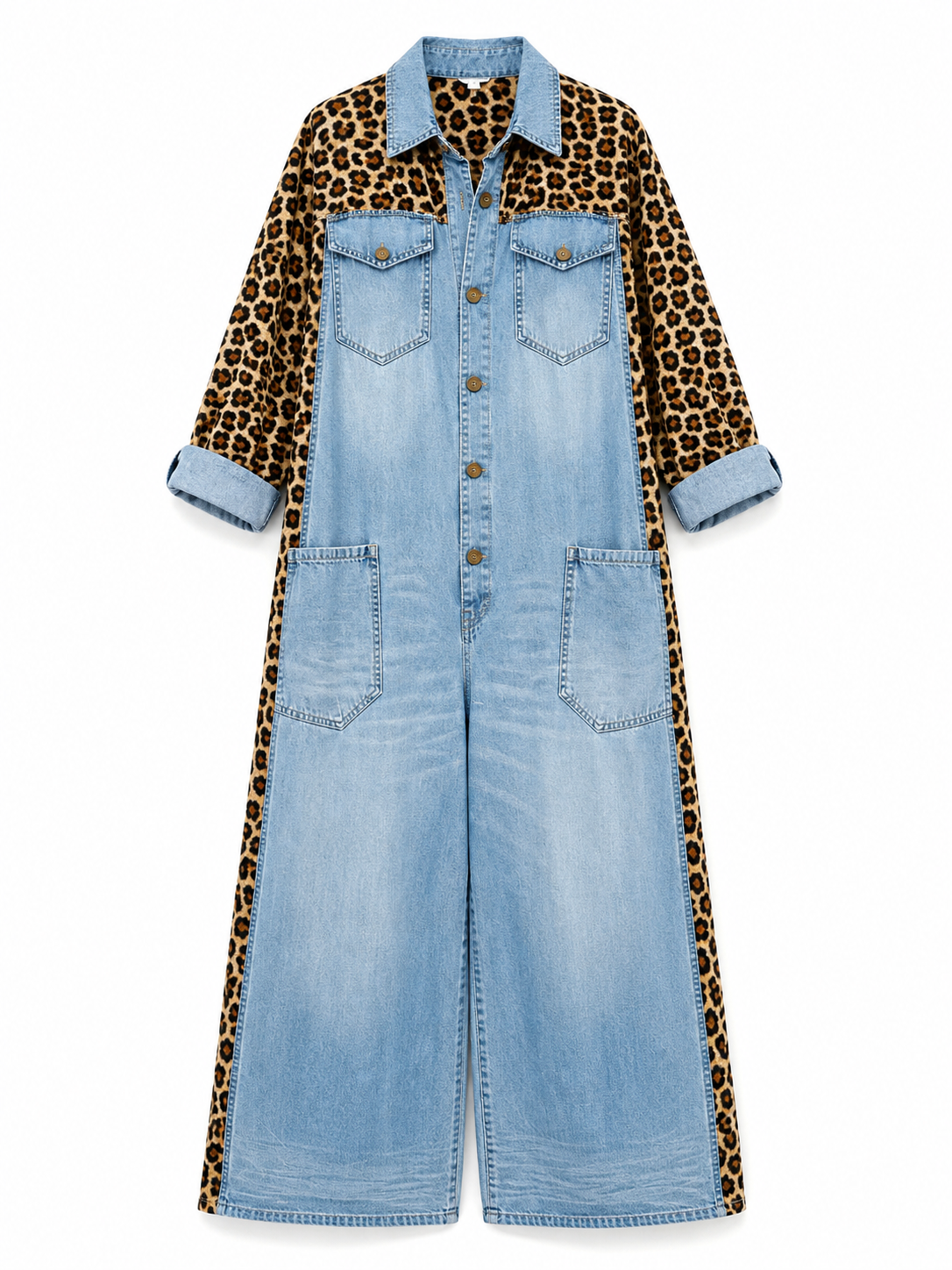 Amara Leopard Denim Jumpsuit