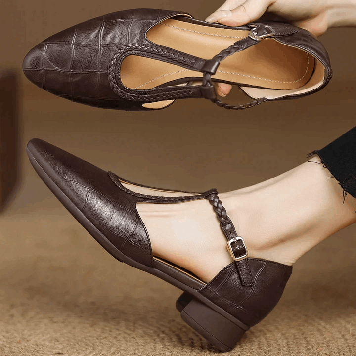 Oliardi Elena Leather Mary Jane Shoes