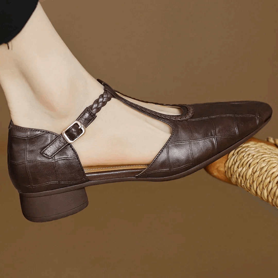 Oliardi Elena Leather Mary Jane Shoes