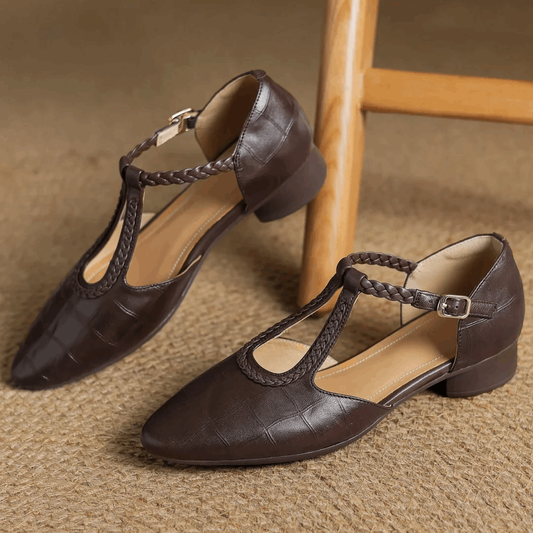 Oliardi Elena Leather Mary Jane Shoes