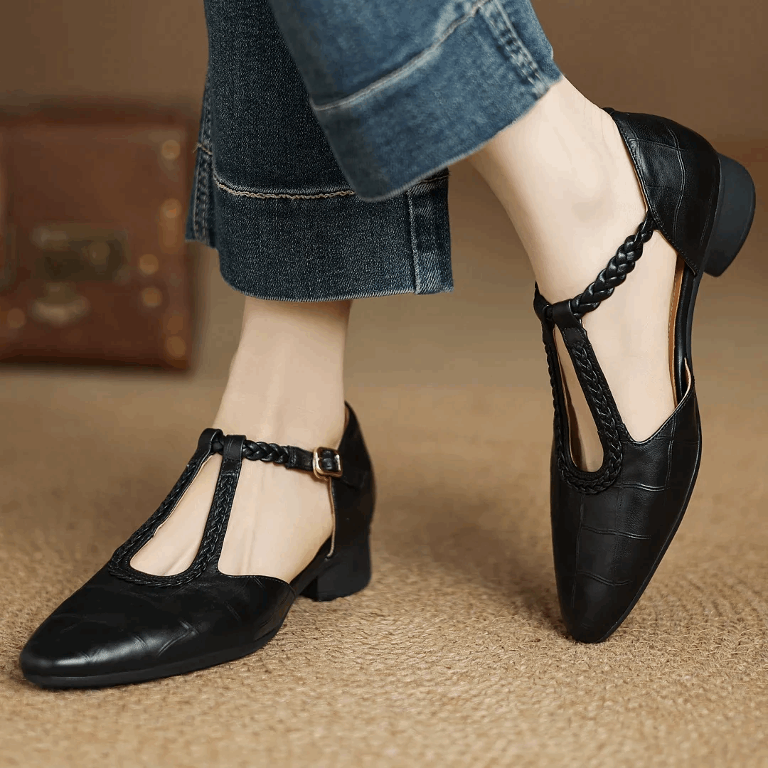 Oliardi Elena Leather Mary Jane Shoes