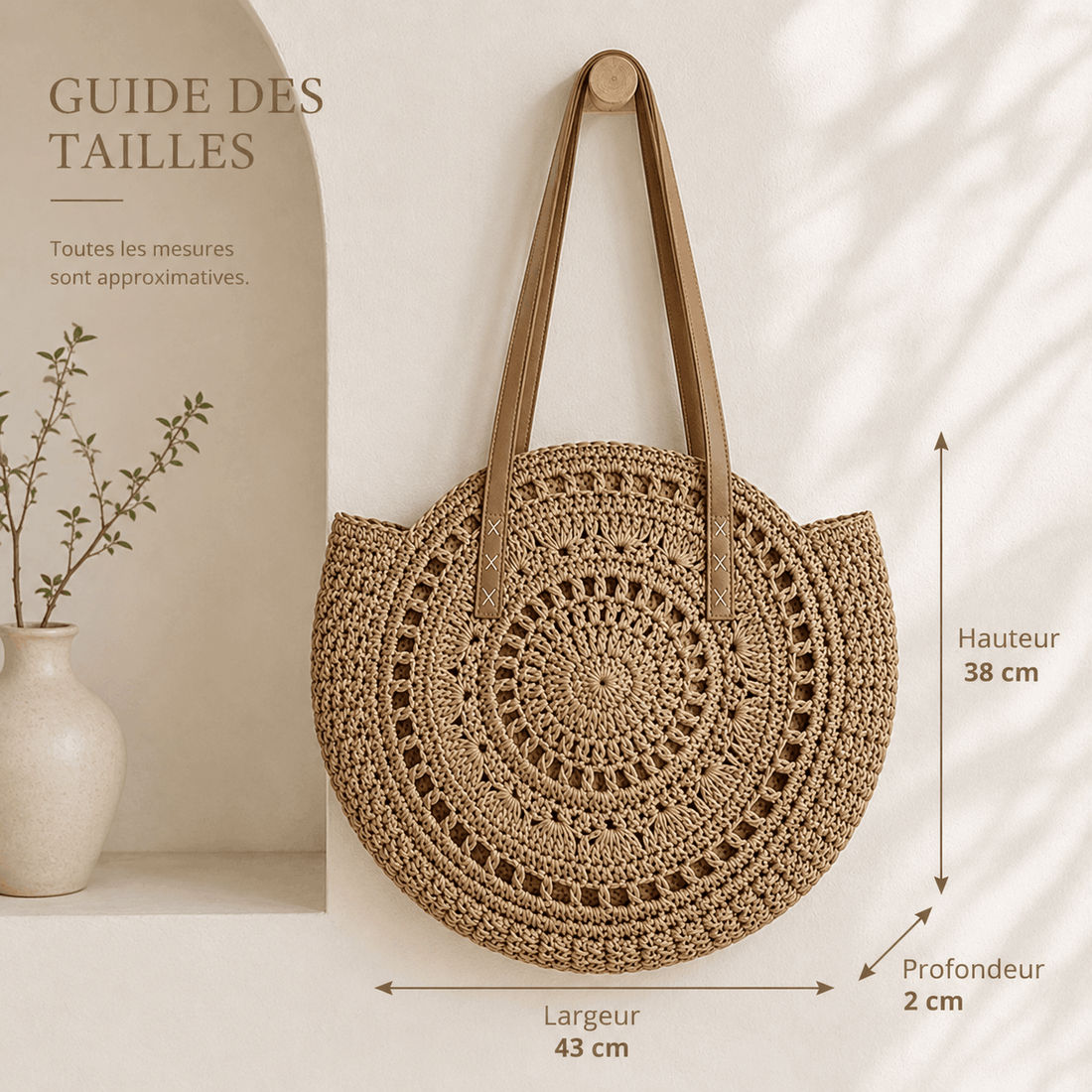 Sorella Sac Cabas Rond Tressé en Paille